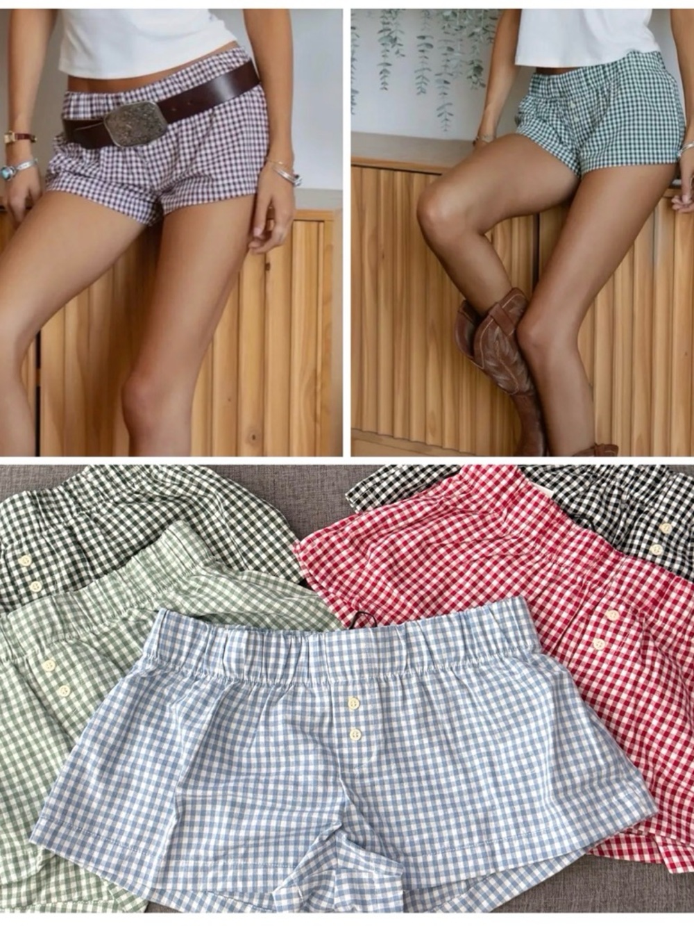 Green Gingham Women's Shorts - Classic Casual